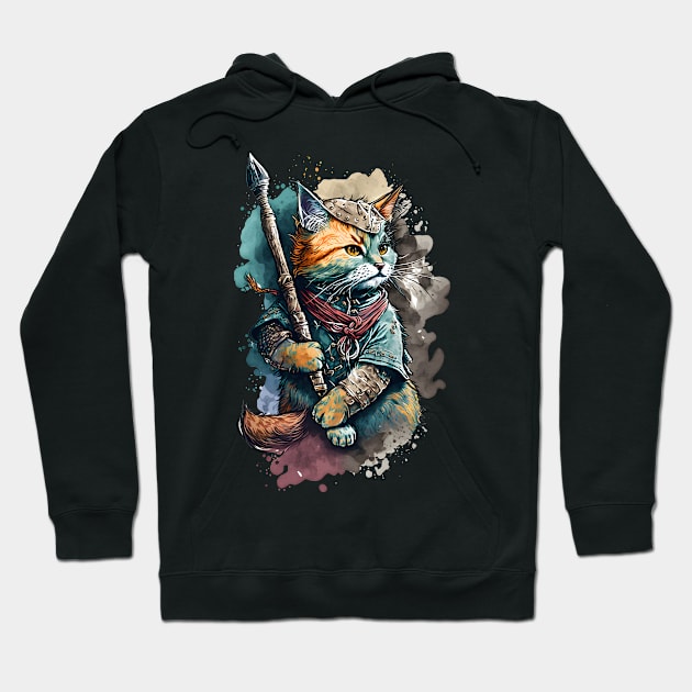 Viking Cat Painting Hoodie by ArtisticCorner